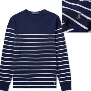 Polo Ralph Lauren Men’s XL‎ French Navy/Nevis Pinstripe Long Sleeve Breton Shirt